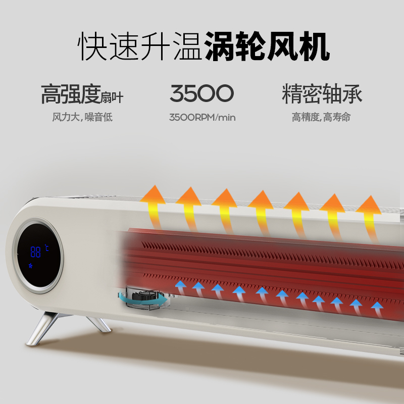 踢脚线家用地暖式折叠暖风机电节能智能遥控电旧取暖器