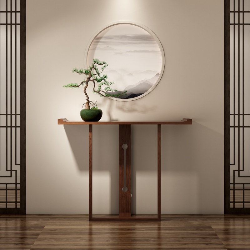 新中式入户复古玄闪电客关桌走廊隔断边桌靠墙条案玄关台酒店端景台