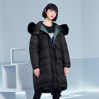 高梵时尚狐狸毛领羽绒服女长款新款加厚长款过膝保暖冬外套