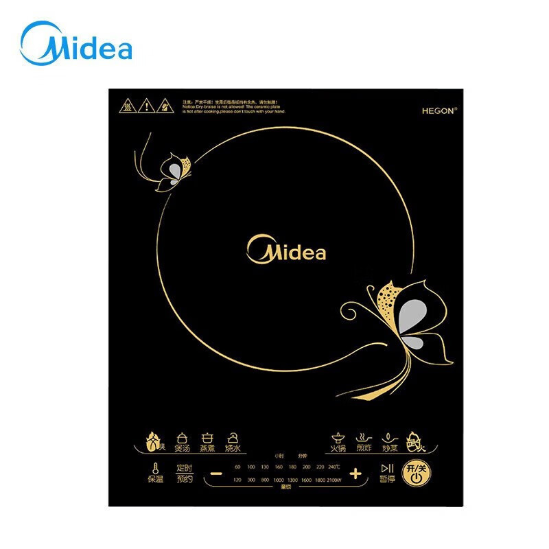 美的(Midea)C22-RT2263 嵌入式多功能电磁炉台式触摸屏单灶防水预约定时2200W镶嵌电磁炉
