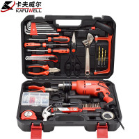 卡夫威尔 600W13mm家用电钻 冲击电钻 电钻套装 工具箱 工具套装 工具包 家用维修工具108件套P2796A