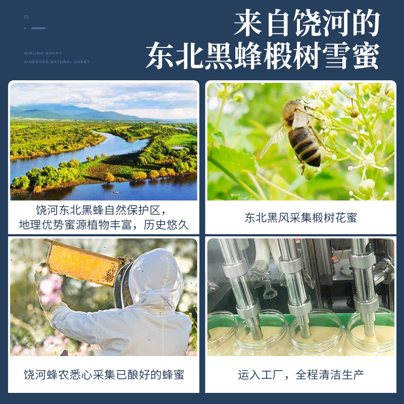 中粮山萃蜂蜜东北黑蜂椴树雪蜜1000g