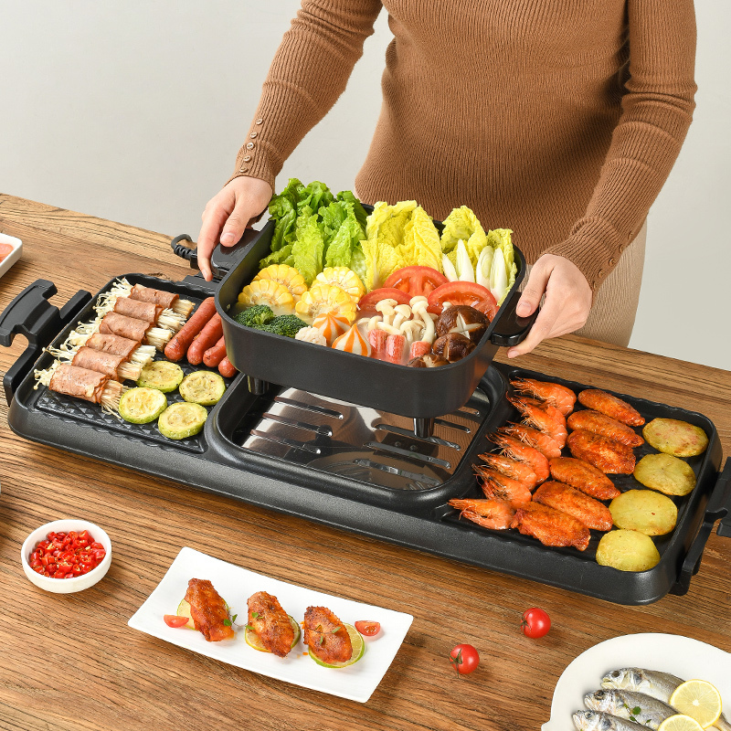 电烧烤炉家用烤肉锅火锅烧烤一体锅烤涮烤肉盘电烤盘铁板烧电烤炉