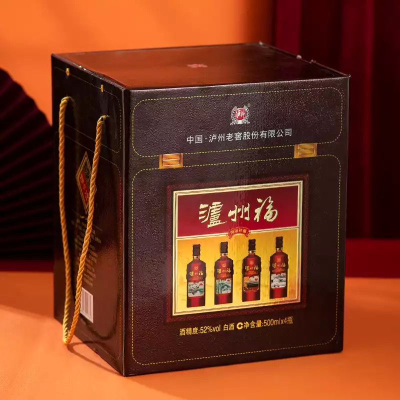 泸州老窖泸州福恒运祥福52度白酒500ml4瓶春夏秋冬礼盒装
