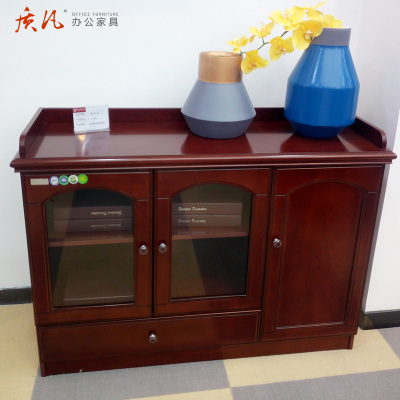 质凡办公茶水柜木质储物柜 三门一抽