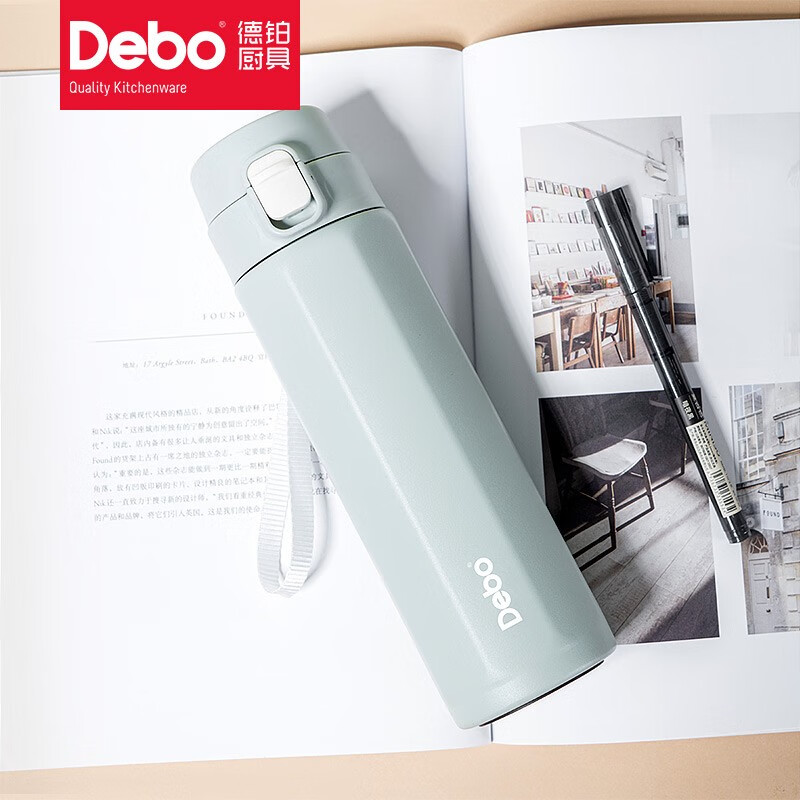 德铂(Debo)卡特希450ml八角保温杯304不锈钢弹跳杯DEP-888高清大图