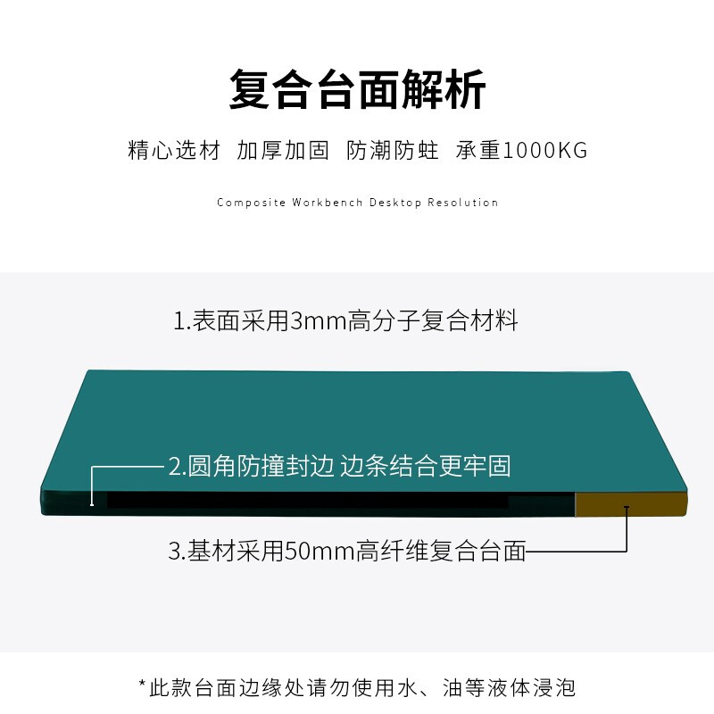 尔迈 重型钳工工作台防静电操作台工厂车间多功能维修工具台 含2抽吊柜 1.8米高清大图