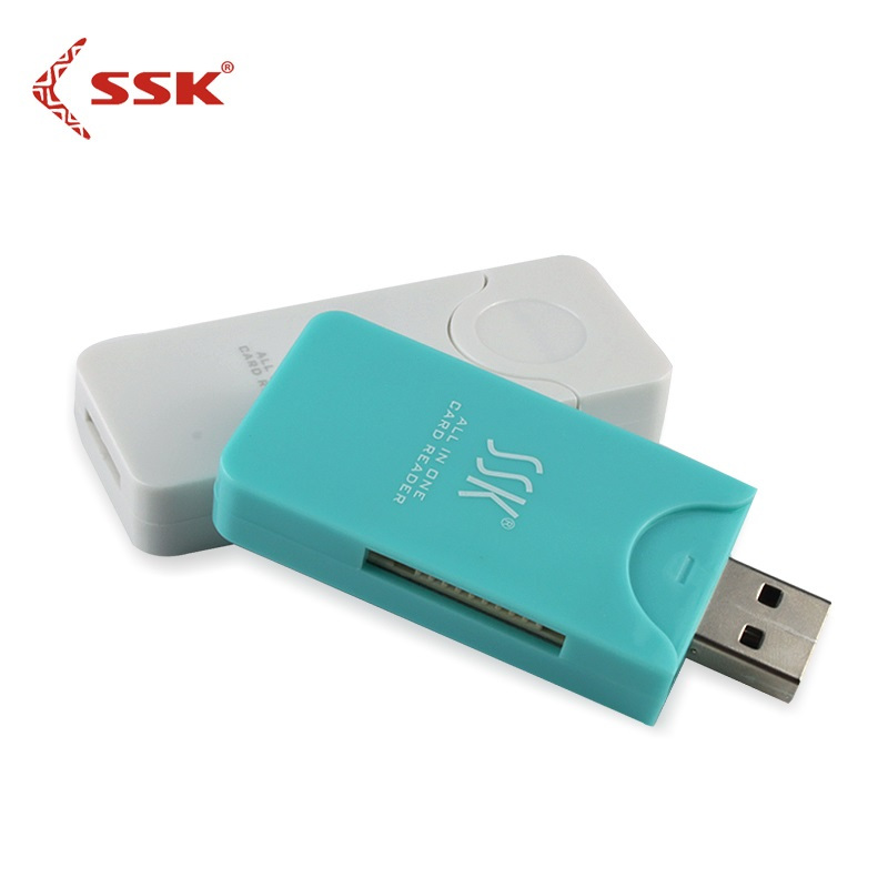 白色 USB2.0 SSK飚王读卡器SCRM053闪灵四合一MSM2TFSD卡手机相机内存卡读卡器