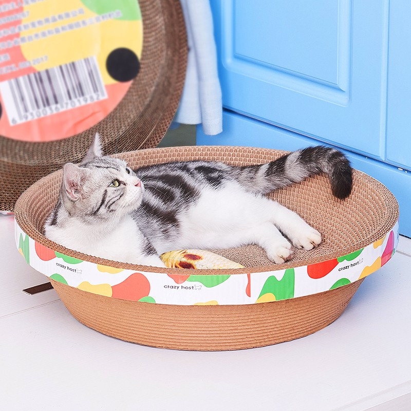 疯狂的主人 大号猫抓板44cm猫窝一体猫咪玩具磨抓板瓦楞纸猫爪板不掉屑圆形猫抓盆
