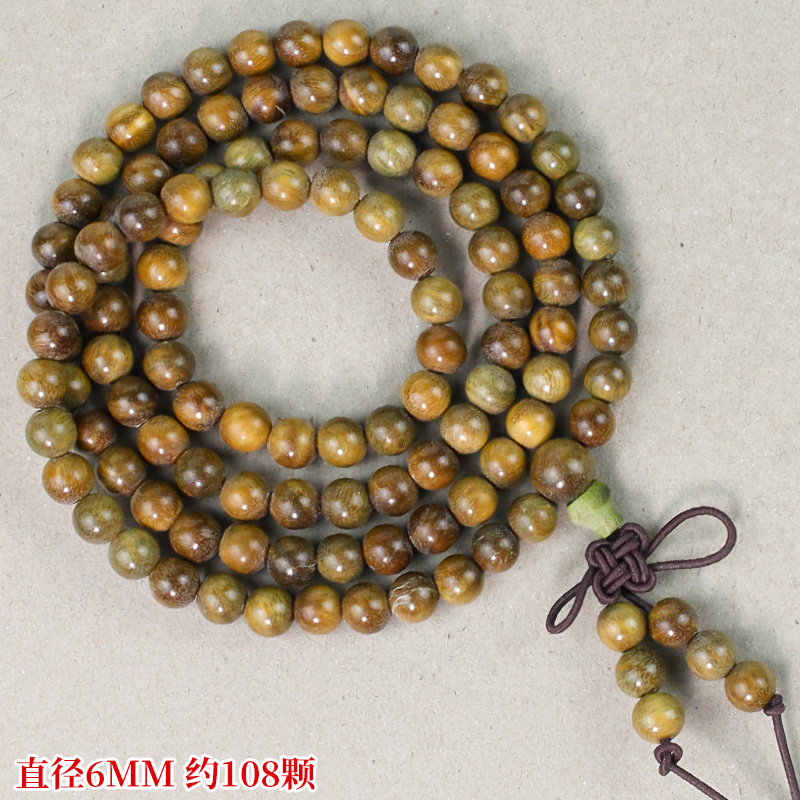 绿檀手串108颗佛珠念珠檀香木男女多圈手链6/8MM直播货源工厂批发 直径6MM约108颗