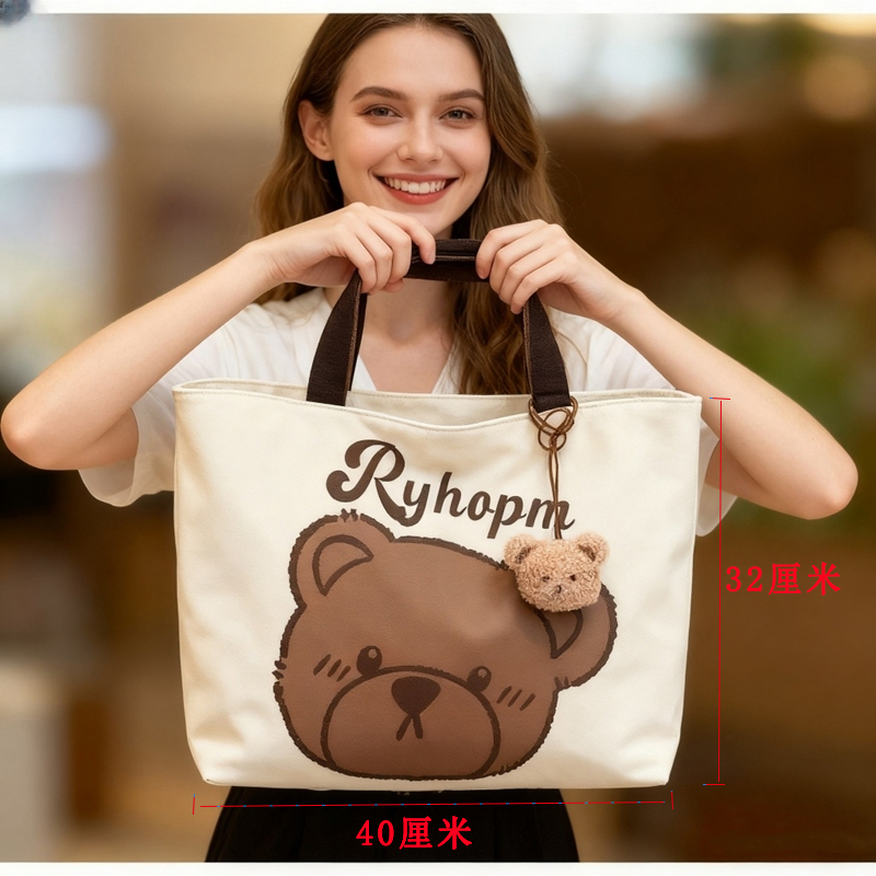 大号托特包帆布包布袋包买菜包高清大图