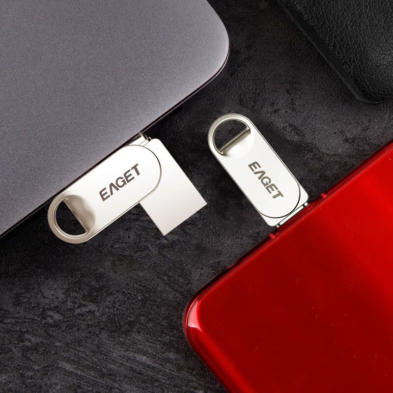 忆捷(EAGET) HT10手机U盘Type-C USB3.2双接口手机电脑多用 车载旋转优盘金属 128G高清大图