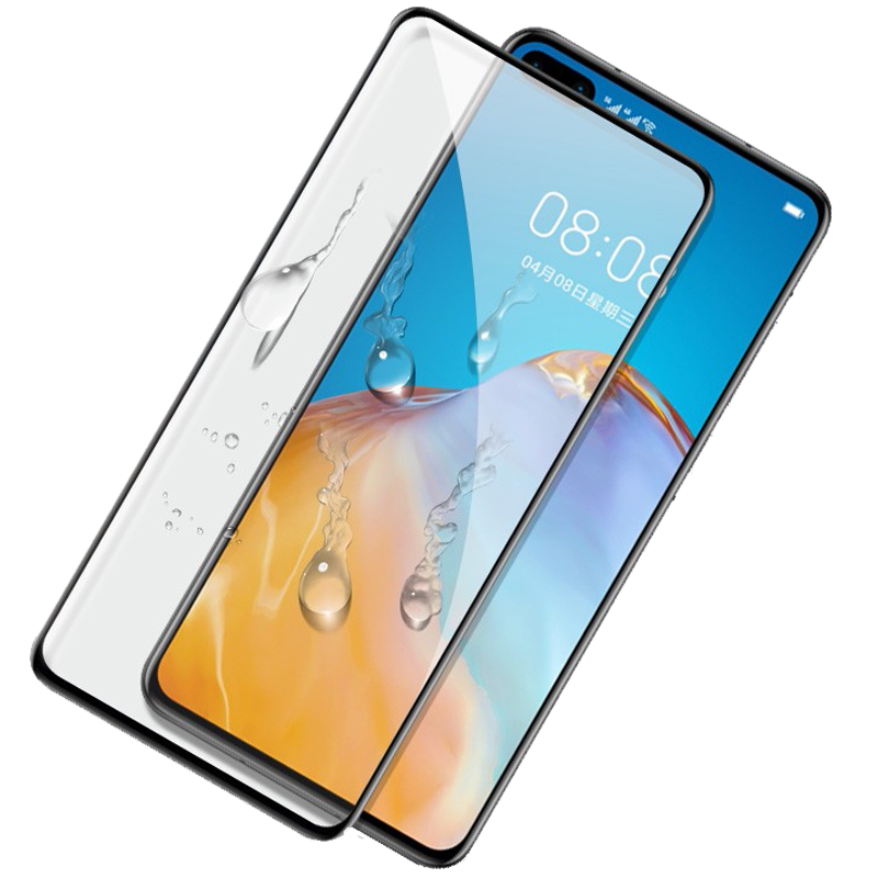 轻万适用华为p40钢化膜全屏黑色高清透明防摔贴膜huaweiP40手机保护膜全玻璃高清大图