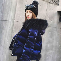 佐露絲RALOS佐露絲RALOS 2020新款丝绒短款羽绒服女韩版冬装修身显瘦大毛领连帽加厚外套潮