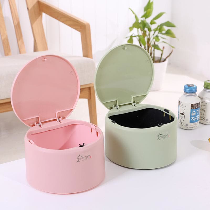 小垃圾桶桌面垃圾盒创意迷你可爱韩式小型办公桌上家用带盖垃圾桶图片