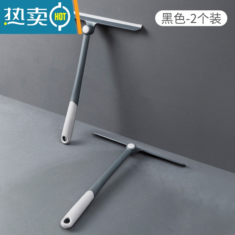 敬平擦玻璃器家用玻璃刮水器擦窗户刮刀清洗玻璃擦工具刮子清洁工具 可旋转刮水器灰黑色(2个装)高清大图