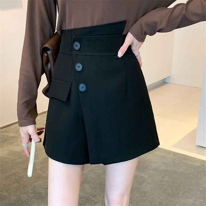 不规则半身裙裤女2021秋冬新款韩版高腰a字阔腿短裤百搭西装裤裙