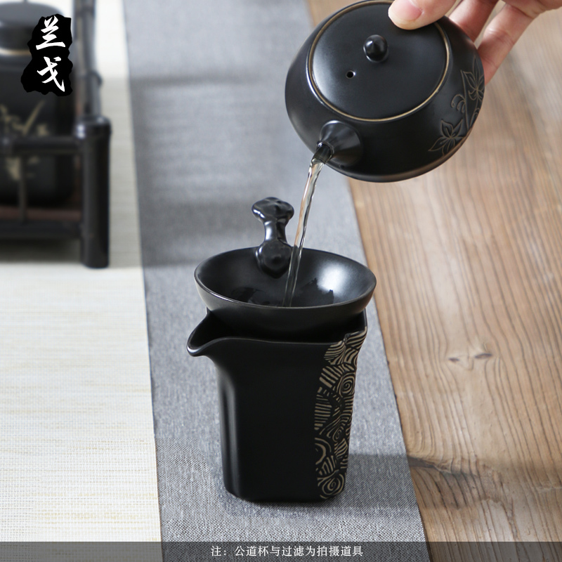 美帮汇黑陶茶壶功夫茶具套装家用复古茶海陶瓷茶道配件茶器粗陶单壶