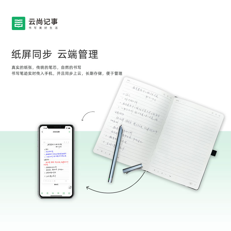 云尚记事智能书写套装云尚记事 智能书写套装 智能笔电子笔记云笔记 纸笔手写纸笔同屏 录音笔记回放 商务礼品办公学生高清大图