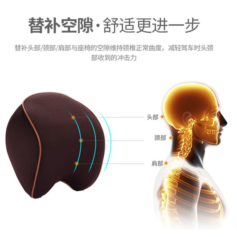 汽车头枕腰靠汽车枕头太空记忆棉腰靠垫按摩枕头抱枕靠枕护垫腰垫护颈枕A01款汽车用品 A07款-米色