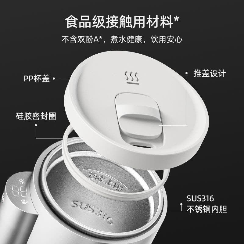 飞利浦车载烧水杯12v/24v 100度汽车电加热烧水壶车载烧水壶 [车载款]初雪白 400ml图片