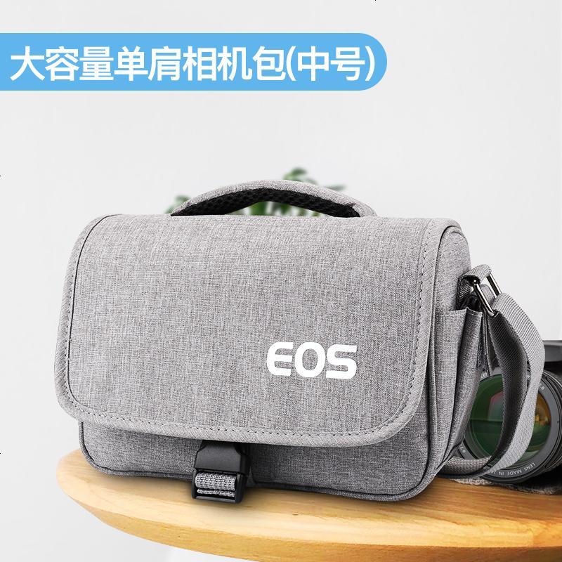 适用佳能单反相机包女尼康数码收纳包微单袋男镜头保护套摄影单肩200d便携内胆 大容量单肩相机包【灰色☆中号】配防雨罩