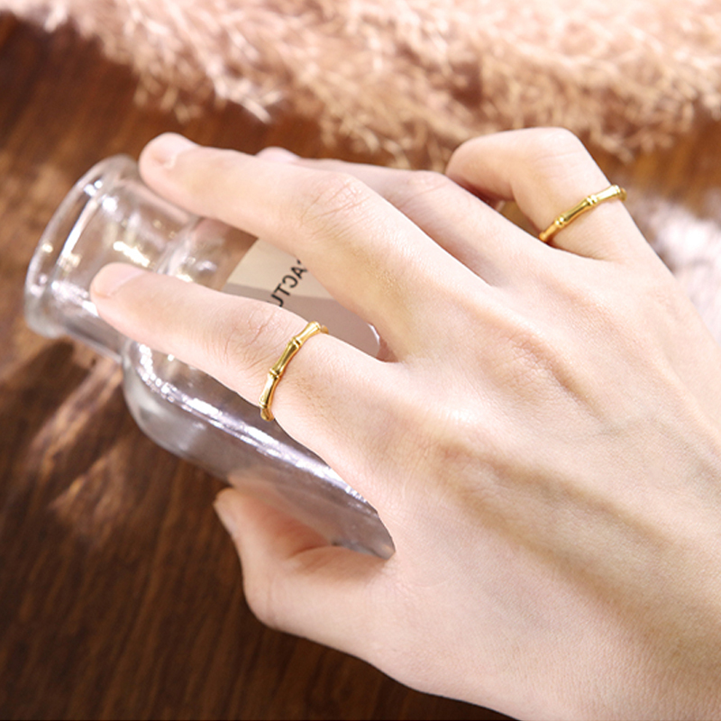 黄金戒指女款足金竹戒指年年高竹节黄金戒节节高送女友礼物