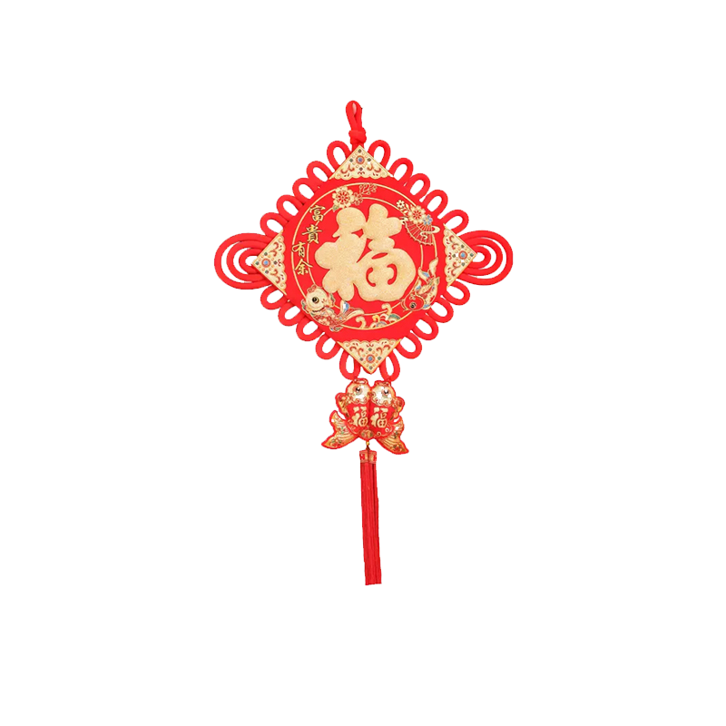 锦瑞星春节福字精品立体中国结挂件60#金福挂鱼/个高清大图