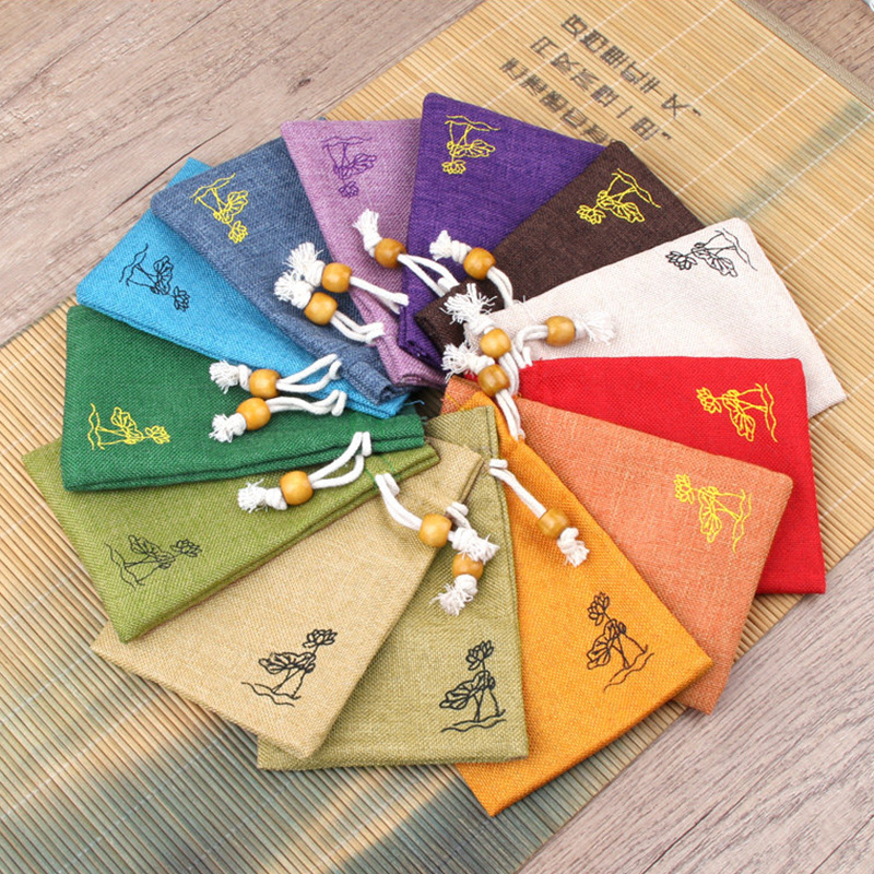 智美环球 重阳节抽绳收纳束口袋香囊袋包装袋[空袋 红色-8*10cm]30个装高清大图