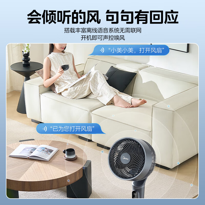 美的(Midea)电风扇 GDI24WG 落地扇空气循环扇涡轮换气扇家用摇头电扇宿舍桌面两用小台扇柔风轻音低高清大图
