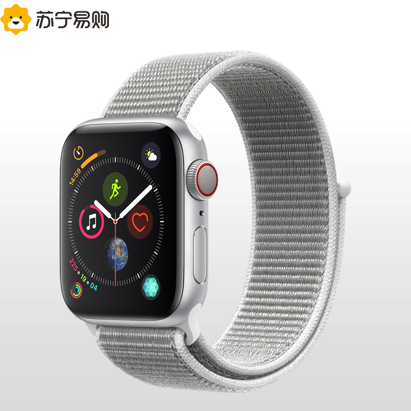 Apple Watch Series4 智能手表GPS+蜂窝网络款 44毫米银色铝金属表壳搭配海贝色回环式运动表带