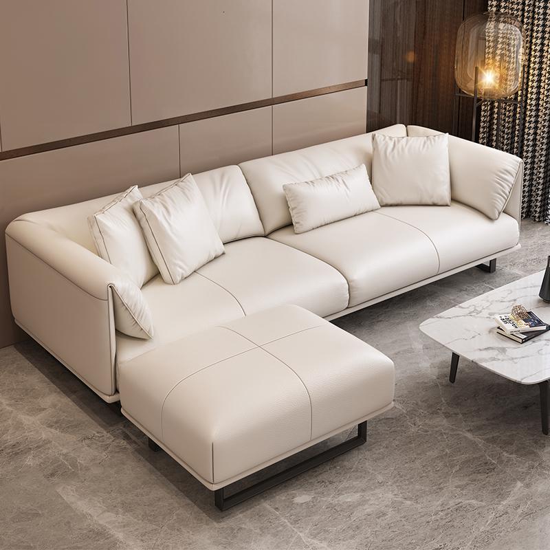 意式极简真皮沙发小户型三人位北欧轻奢风牛皮皮沙发组合高档客厅