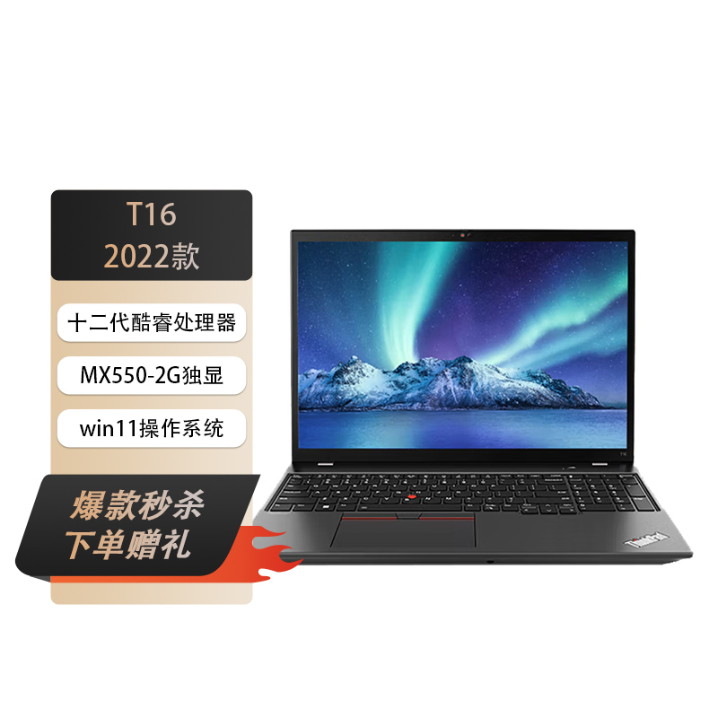 ThinkPad 联想T16 00CD 2022款 16英寸 高性能设计师办公笔记本电脑(i5-1240P 16G 512G MX550 )