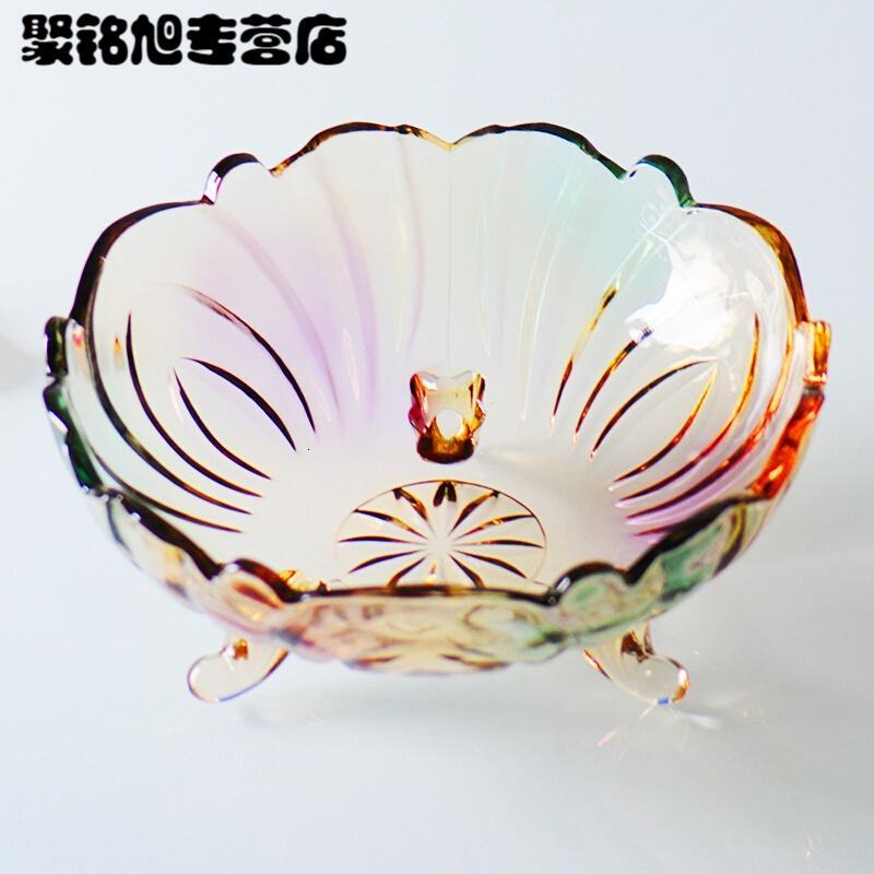 欧式水晶玻璃水果盘现代创意客厅家用茶几篮大号糖果干果沙拉盆简约