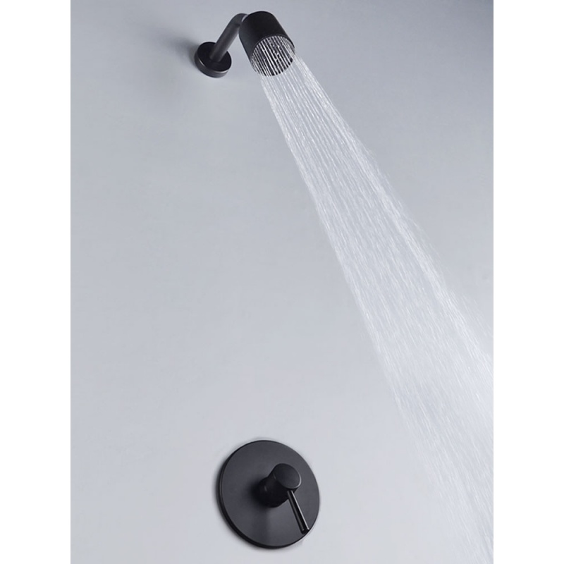 黑色暗装入墙淋浴花洒酒店洗浴闪电客嵌入式冷热水龙头喷头套装