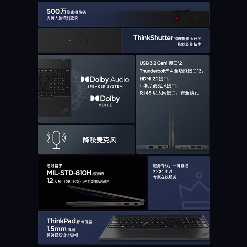 联想ThinkPad T16 酷睿Ultra7-155H 锐炫Arc 32GB 1T 高清屏 16英寸大屏商务办公学习笔记本电脑
