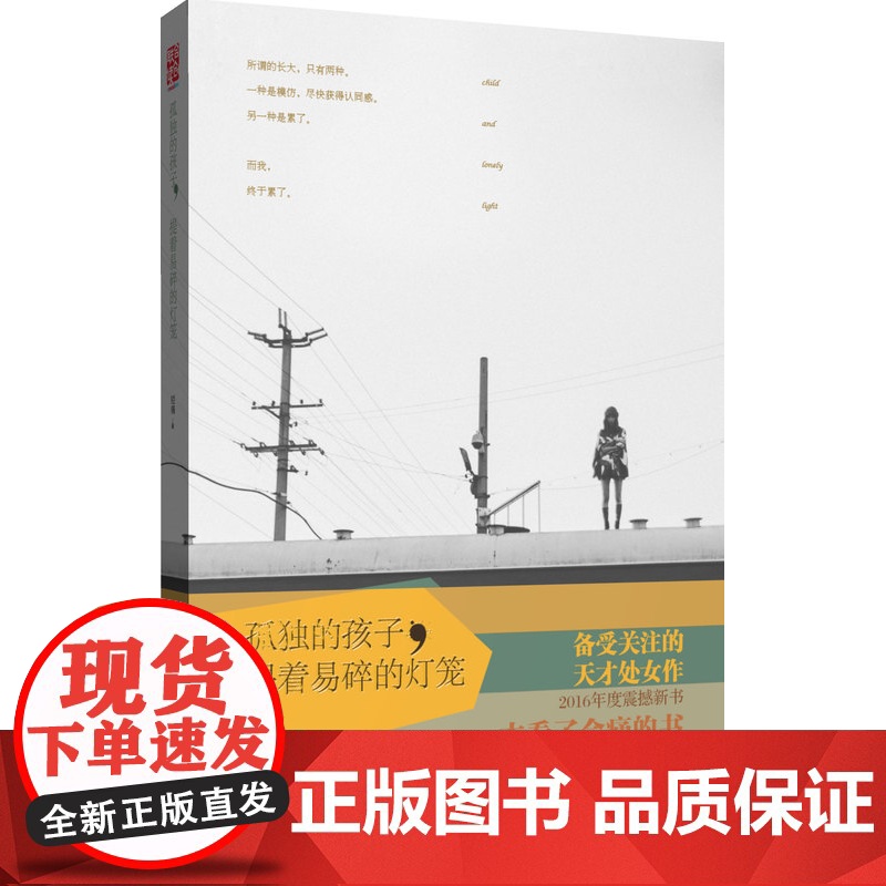 孤独的孩子,提着易碎的灯笼高清大图