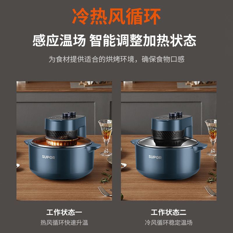 苏泊尔(SUPOR)空气炸锅 环形可视天窗5L 孔雀蓝 KJ50DQ75高清大图