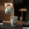 苏氏陶瓷(SUSHI CERAMICS)汝窑开片手绘山水泛舟三才盖碗茶具套组苏爱珍老师作品