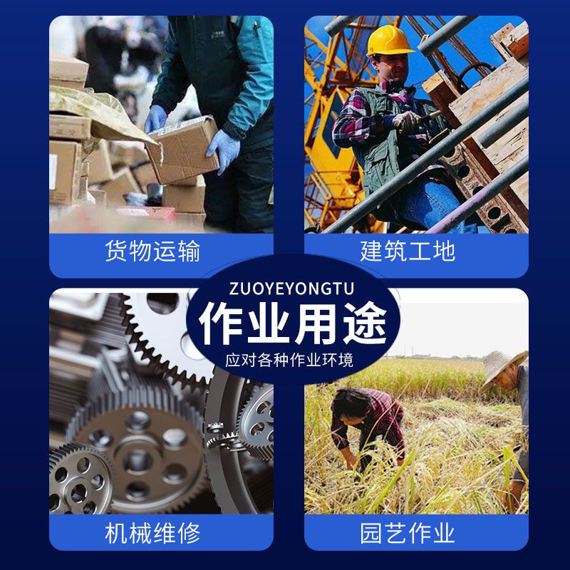 劳保手套物理压纹橡胶乳胶手套浸胶耐磨防滑建筑工地干活批发 物理压纹蓝纱蓝[12双]