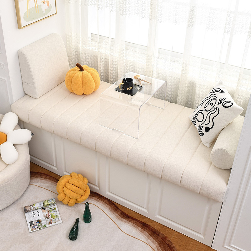 京城派 泰迪绒飘窗垫加厚坐垫窗台垫定制防水防污海绵阳台垫子沙发卡座榻榻米垫子沙发垫坐垫免洗泰迪绒面料支持定制乳胶飘窗垫高清大图