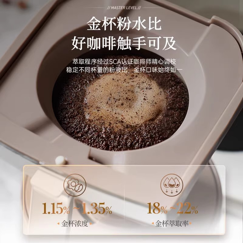 摩飞美式咖啡机小型家用全自动研磨一体豆粉两用智能保温现磨冲泡高清大图