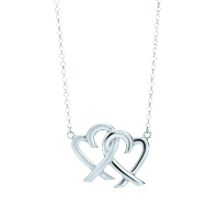 TIFFANY&CO.蒂芙尼925银PALOMA PICASSO系列银色镂空双心吊坠项链