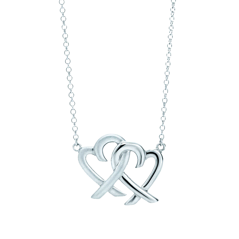 TIFFANY&CO.蒂芙尼925银PALOMA PICASSO系列银色镂空双心吊坠项链