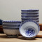 LICHEN 景德镇青花玲珑陶瓷碗 釉中彩陶瓷器饭碗 4.5英寸饭碗 微波炉适用 十个装