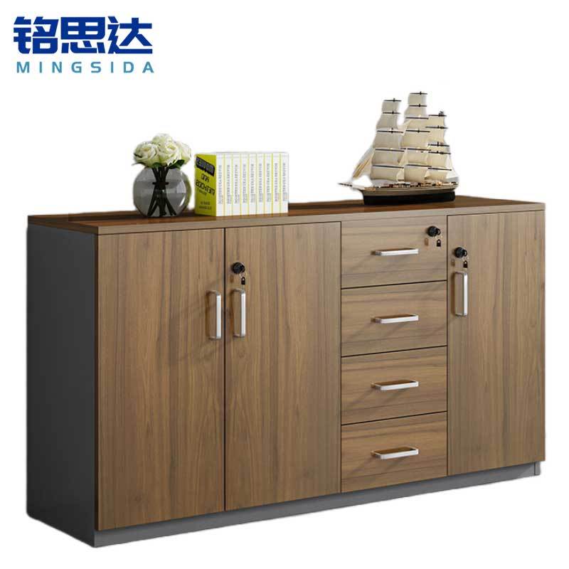 铭思达矮柜胡桃色三门四抽台