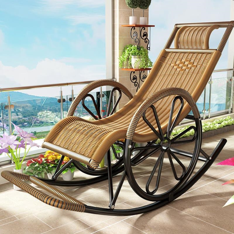 藤摇椅躺椅家用彩色懒人腾摇睡椅古达大人阳台简约午睡老人逍遥躺椅