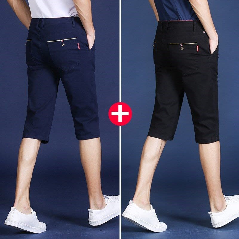 罗蒙七分裤男夏季薄款宽松休闲五分裤男士纯棉短裤男中裤马裤半裤图片