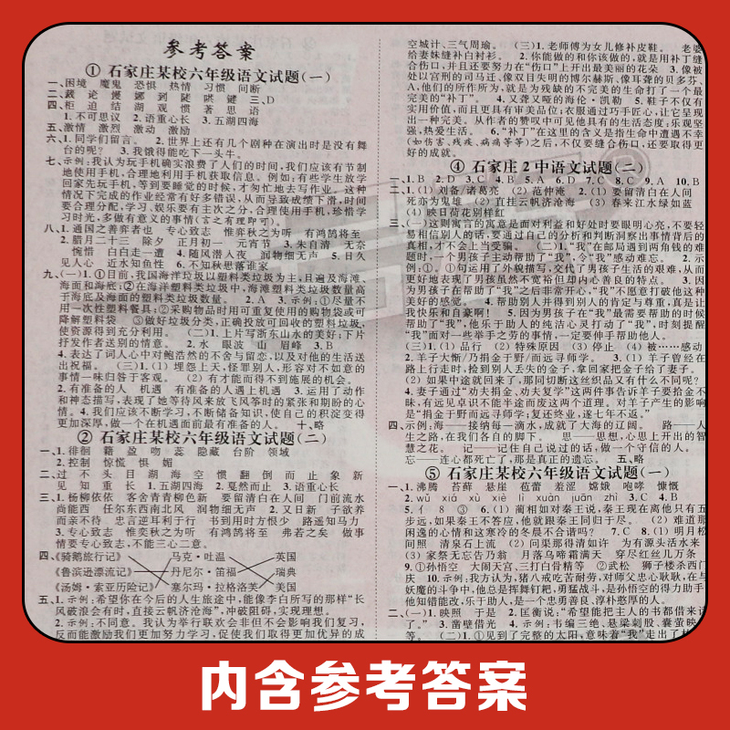 2024版 语文 小学升初中 [正版]2024版石家庄小升初三年真题卷原题名卷语文真题试卷分类卷小学毕业系统总复习资料五