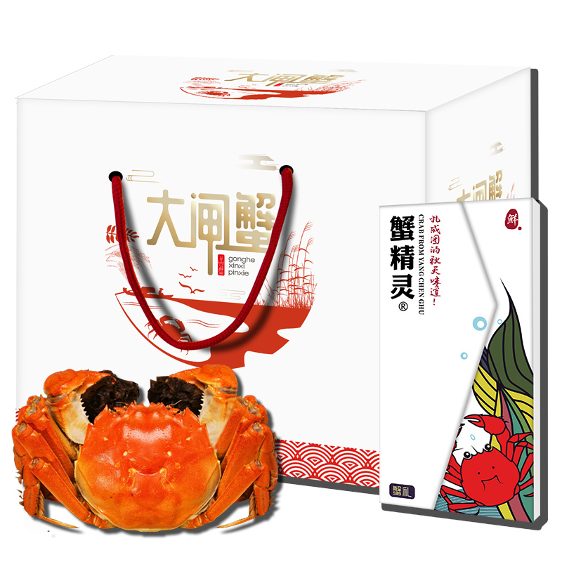 [礼劵]蟹精灵大闸蟹礼劵 8888型 公6.0两/只 母4.0两/只 8只装 螃蟹提货劵 海鲜水产
